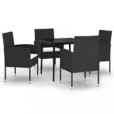 Set de servit masa pentru gradina, 5 piese, negru