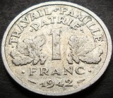 Moneda istorica 1 FRANC - FRANTA, anul 1942 * cod 3888