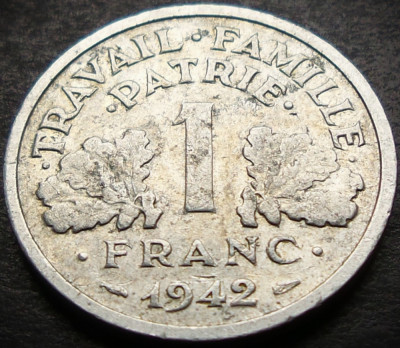 Moneda istorica 1 FRANC - FRANTA, anul 1942 * cod 3888 foto