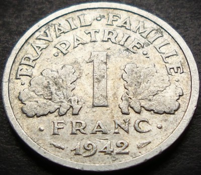 Moneda istorica 1 FRANC - FRANTA, anul 1942 * cod 3888 foto