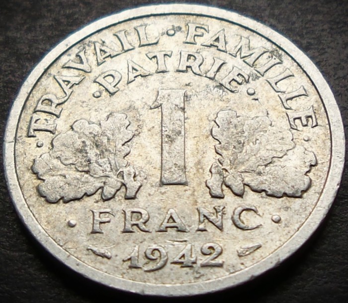 Moneda istorica 1 FRANC - FRANTA, anul 1942 * cod 3888