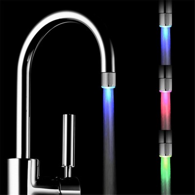 Cap robinet cu led si senzor de temperatura, iluminare in 3 culori in functie de temperatura apei foto