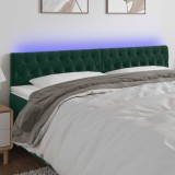vidaXL Tăblie de pat cu LED, verde &icirc;nchis, 180x7x78/88 cm, catifea 3122011