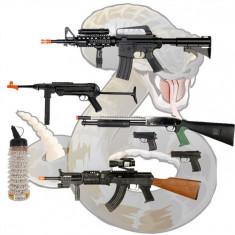 PROMOTIE! SET COMPUS DIN 4 PUSTI MARI SI 2 PISTOALE+1000 BILE,PUSTI AK47,M40,M16 foto