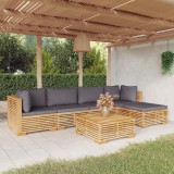Cumpara ieftin Set mobilier grădină cu perne, 6 piese, lemn masiv de tec