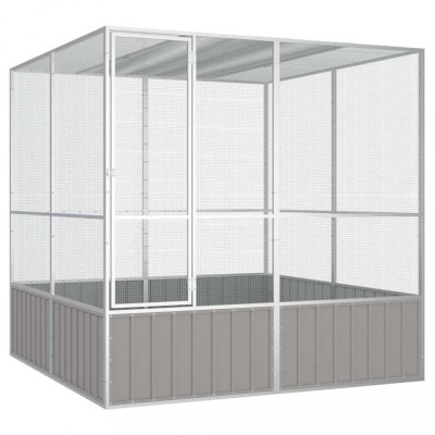 Colivie pentru păsări gri 213,5x217,5x211,5 cm oțel galvanizat foto