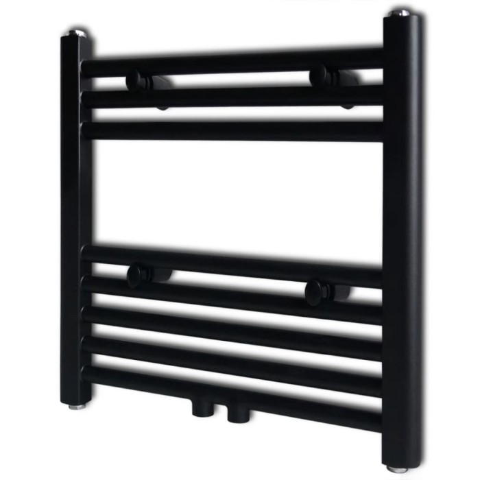 Radiator port-prosop &icirc;ncălzire centrală baie, drept, negru, 480x480 mm