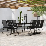 VidaXL Set de mobilier pentru grădină, 9 piese, negru