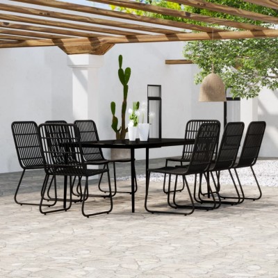 vidaXL Set de mobilier pentru grădină, 9 piese, negru foto