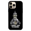 Husa compatibila cu Apple iPhone 15 Pro Max, Viceversa, model I want you to drink Futurama , Silicon, TPU, Transparent, Carcasa