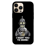 Husa compatibila cu Apple iPhone 15 Pro Max, Viceversa, model I want you to drink Futurama , Silicon, TPU, Transparent, Carcasa