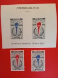 PERU, SPORT ROMA - BLOC + SERIE COMPLETĂ MNH