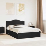 Cumpara ieftin Cadru de pat cu sertar Negru 140 x 190 cm Lemn prelucrat