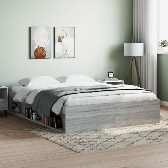 Gossi cadru de pat king size, sonoma gri, 150x200 cm
