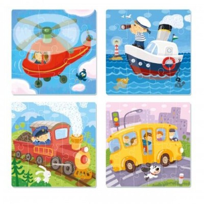 Puzzle 4 in 1 Vehicule Dodo, 72 piese, 3 ani+ foto