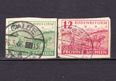 ✅ (S40)Germania 1945 -Emisiunile Aliatilor -Zona sovietica - Saxonia &quot; Reforma agrara&quot; ,serie Mi.85/86 nedantelat , stampilate