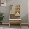 Set de măsuță de toaletă cu LED, stejar sonoma, lemn prelucrat