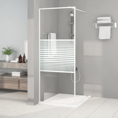 vidaXL Perete de duș walk-in, alb, 80x195 cm, sticlă ESG transparentă foto