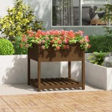 Jardiniera cu raft, maro miere, 82,5x82,5x81 cm, lemn masiv pin GartenMobel Dekor, vidaXL