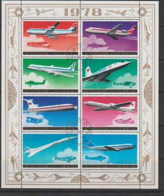 Korea de Nord 1978- Aviatie , Posta aeriana - Bloc stampilat foto