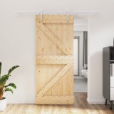 VidaXL Ușă glisantă cu set feronerie, 90x210 cm, lemn masiv de pin