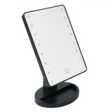 Oglindă Machiaj LED, Model Negru, 17x27 cm, 16 Becuri, Plastic-Sticlă, Ajustabilă, Spațiu Depozitare