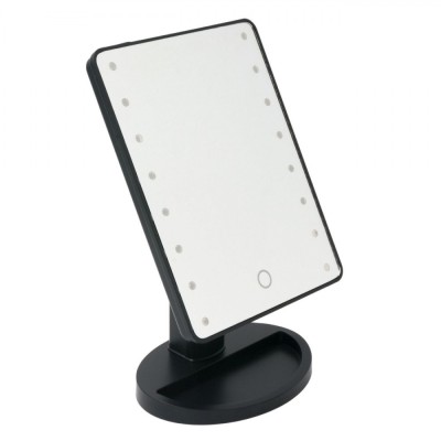 Oglindă Machiaj LED, Model Negru, 17x27 cm, 16 Becuri, Plastic-Sticlă, Ajustabilă, Spațiu Depozitare foto