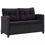 Gossi canapea de gradina cu 2 locuri cu perne, negru, 124 cm, poliratan