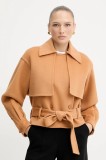 Silvian Heach palton de l&acirc;nă RODRIGUEZ culoarea bej, GPA25163CP