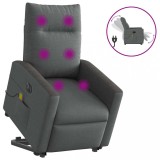 VidaXL Fotoliu electric masaj rabatabil cu ridicare, gri &icirc;nchis textil