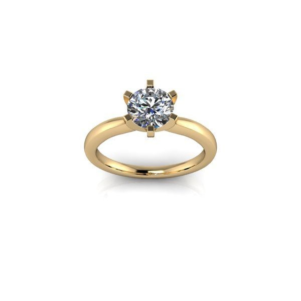 Inel de logodnă din aur galben de 14k, decorat cu piatră de zirconiu - 48