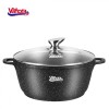 Semioala Aluminiu Turnat Vanora Home Classic 28cm 7.6L, Interior Ceramic Marmorat, Capac Sticla