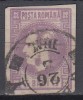 ROMANIA 1868 LP 22 REGELE CAROL CU FAVORITI 3 BANI VIOLET STAMPILAT PROBLEME DE CALITATE RUPT SI REPARAT
