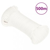 VidaXL Fr&acirc;nghie de barcă, alb complet, 3 mm, 500 m, polipropilenă