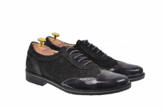 Pantofi barbati oxford - eleganti din piele naturala gri (varf lacuit) 870LVG foto