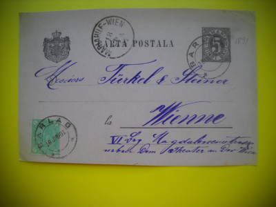 HOPCT 410 C CARTA POSTALA - CIRCULATA BARLAD-VIENA 1891 - foto