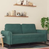VidaXL Canapea cu 2 locuri, verde &icirc;nchis, 140 cm, catifea 359531