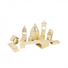 Set constructie 48 cuburi de lemn gigant cu interior gol, +3 ani, Masterkidz EduKinder World