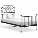 VidaXL Cadru de pat, negru, 100x200 cm, metal și placaj