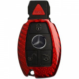 Husa Vetter pentru cheie Mercedes-Benz W203, W210, W211, made from Carbon, Glossy Rosu