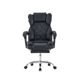 Scaun directorial, suport picioare, spatar rabatabil, pivotant la 360 grade, cotiere buretate, piele ecologica, negru