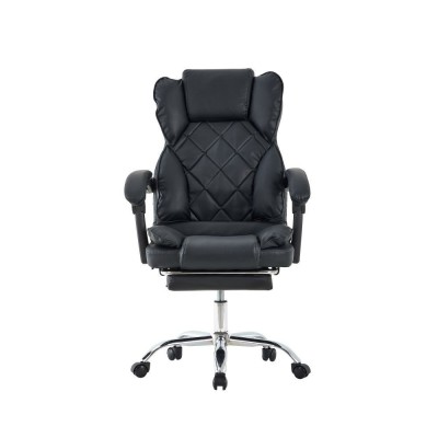 Scaun directorial, suport picioare, spatar rabatabil, pivotant la 360 grade, cotiere buretate, piele ecologica, negru foto