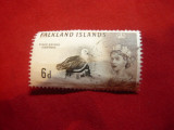 Timbru 6 pence Falkland R.Eliabeta II , stampilat 1966