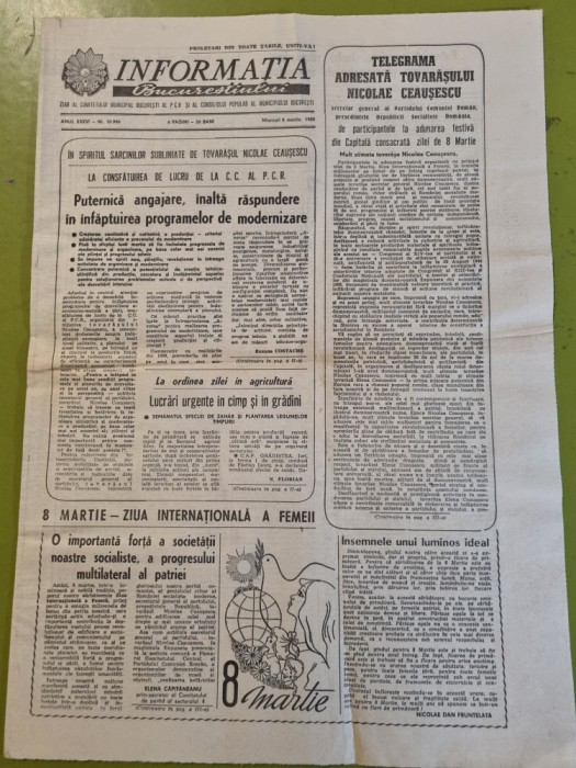 informatia bucurestiului 8 martie 1989-ziua femeii