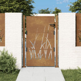 vidaXL Poartă pentru grădină, 105x130 cm, oțel corten, model iarbă