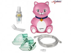 Aparat de Aerosoli Inhalator - Nebulizator cu Compresor pentru Copii si Adulti, Forma de Pisica + Accesorii Complete foto