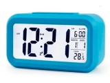 Cumpara ieftin Ceas electronic cu afisare LED, alarma si termometru, albastru