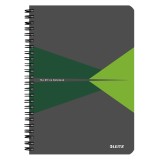Caiet de birou Leitz Office, PP, certificare FSC, reciclabil, A5, 90 coli, cu spira, dictando, verde