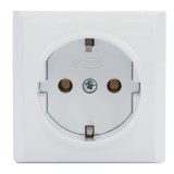 Priza simpla Ospel Bis GN-1BS, aparenta, rama inclusa, contact de protectie, alba