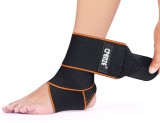 Bandaj reglabil pentru glezna Crenze, nailon, negru/portocaliu, marime universala